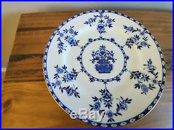 Antique Royal Doulton 9- 10 Dinner Plates Colbalt Blue & White Floral E1430