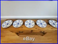 Antique Royal Doulton 9- 10 Dinner Plates Colbalt Blue & White Floral E1430