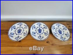 Antique Royal Doulton 9- 10 Dinner Plates Colbalt Blue & White Floral E1430