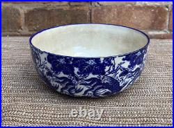 Antique Royal Doulton Mythical Birds Flow Deep Blue White Bowl 1900s Rare