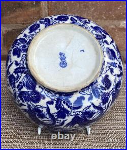 Antique Royal Doulton Mythical Birds Flow Deep Blue White Bowl 1900s Rare