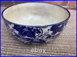 Antique Royal Doulton Mythical Birds Flow Deep Blue White Bowl 1900s Rare