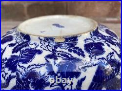 Antique Royal Doulton Mythical Birds Flow Deep Blue White Bowl 1900s Rare