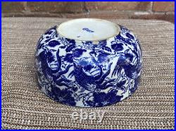 Antique Royal Doulton Mythical Birds Flow Deep Blue White Bowl 1900s Rare