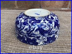 Antique Royal Doulton Mythical Birds Flow Deep Blue White Bowl 1900s Rare