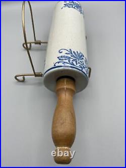 Antique Salt Glaze Blue Stoneware Rolling Pin (Holder is not included)