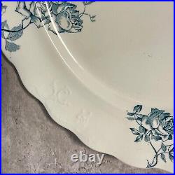 Antique Serving Plate Platter Blue Hancock Rosalind Opaque China 1906-12 18