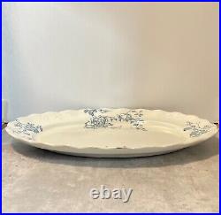 Antique Serving Plate Platter Blue Hancock Rosalind Opaque China 1906-12 18