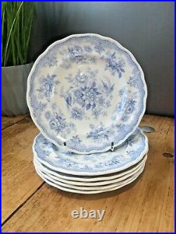 Antique Set Of 6 Small Blue & White Asiatic Pheasants Plates Podmore Walker & Co