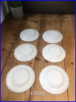 Antique Set Of 6 Small Blue & White Asiatic Pheasants Plates Podmore Walker & Co