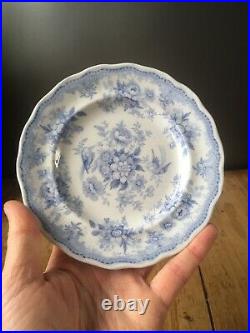 Antique Set Of 6 Small Blue & White Asiatic Pheasants Plates Podmore Walker & Co