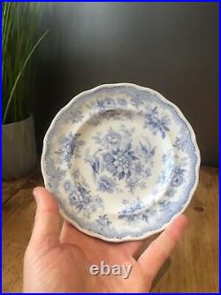 Antique Set Of 6 Small Blue & White Asiatic Pheasants Plates Podmore Walker & Co