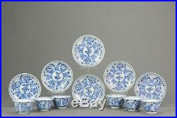 Antique Set Tea Bowl 19C Japanese Porcelain Plate Blue White Saucer Zoshuntei