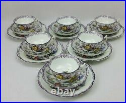 Antique Shore Coggins & Holt Pekin Plum China 6x Tea Trios Purple Willow