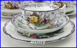 Antique Shore Coggins & Holt Pekin Plum China 6x Tea Trios Purple Willow