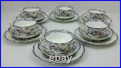 Antique Shore Coggins & Holt Pekin Plum China 6x Tea Trios Purple Willow