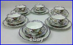 Antique Shore Coggins & Holt Pekin Plum China 6x Tea Trios Purple Willow