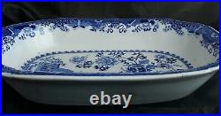 Antique Spode China Dish Platter Blue & White Willow / Indian Tree Stone Ware