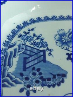 Antique Spode China Dish Platter Blue & White Willow / Indian Tree Stone Ware