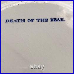 Antique Spode Indian Sporting Death Of The Bear Blue White Dinner Plate 1800's