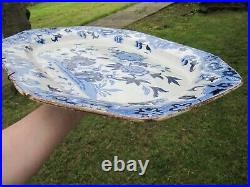 Antique Spode New Stone Blue & White Large Meat Plate Ashet c1814-33