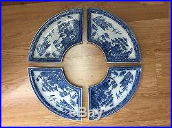 Antique Spode supper set blue and white china circulare plates four pieces