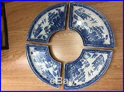Antique Spode supper set blue and white china circulare plates four pieces