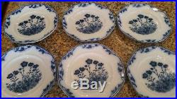 Antique Stafford J&G Meakin England Blue White Octogon Plate Flowers