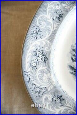 Antique Staffordshire Blue Transferware Rhine Platter Serving Plate