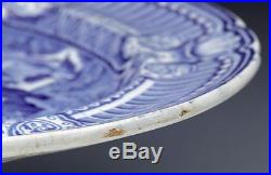 Antique Staffordshire Blue & White Chinese Pagoda Scene Plate 19th C