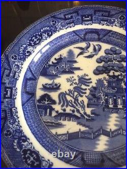 Antique Staffordshire Caughley Blue and White Willow Pattern Plate