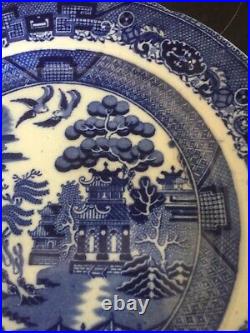 Antique Staffordshire Caughley Blue and White Willow Pattern Plate