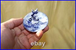 Antique Staffordshire Empire Works Blue & White Vanity Set Sailboats & Windmills