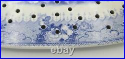 Antique Staffordshire Oval-shaped Blue/white Pottery Drainer 12.75 X 9.25