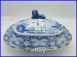 Antique Staffordshire Oval-shaped Blue/white Pottery Drainer 12.75 X 9.25