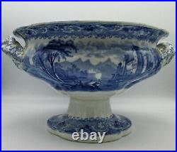 Antique Staffordshire Oval-shaped Blue/white Pottery Drainer 12.75 X 9.25