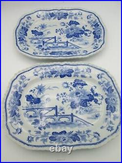 Antique Staffordshire Oval-shaped Blue/white Pottery Drainer 12.75 X 9.25