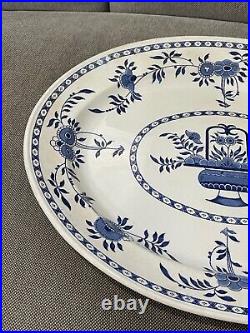 Antique T. G. Green & Co Delft Pattern Large Blue & White Ceramic Platter / Tray