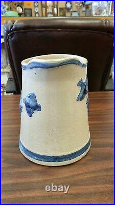 Antique Three Birds Stoneware Blue Band Pitcher White Hall Marvelous