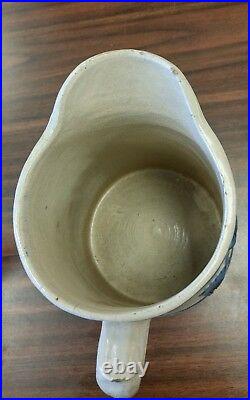 Antique Three Birds Stoneware Blue Band Pitcher White Hall Marvelous