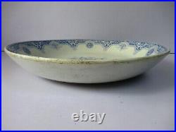 Antique Transfer Printed Blue & White Plate Large Charger Fruit Bowl Rish Plat8