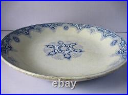 Antique Transfer Printed Blue & White Plate Large Charger Fruit Bowl Rish Plat8