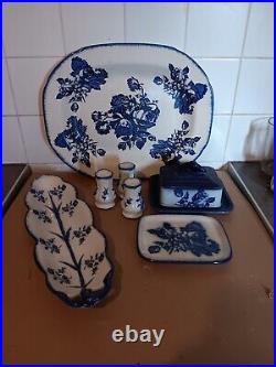 Antique Victoria Ironstone Staffordshire Blue And White Dinner Service