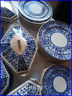 Antique Victorian Frank Booths BLUE & WHITE dinner service 1880s Plates Platters