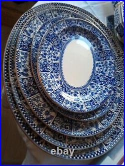 Antique Victorian Frank Booths BLUE & WHITE dinner service 1880s Plates Platters