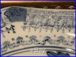 Antique Vintage Asian Blue & White Food Warming Plate Hot Water Platter