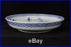 Antique/Vintage Blue White Chinese Porcelain Plate Charger Low Bowl