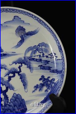 Antique/Vintage Blue White Chinese Porcelain Plate Charger Low Bowl