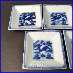 Antique Vintage Japanese porcelain Old Imari ware Qilin Kirin Blue&White 5 plate