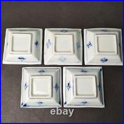 Antique Vintage Japanese porcelain Old Imari ware Qilin Kirin Blue&White 5 plate